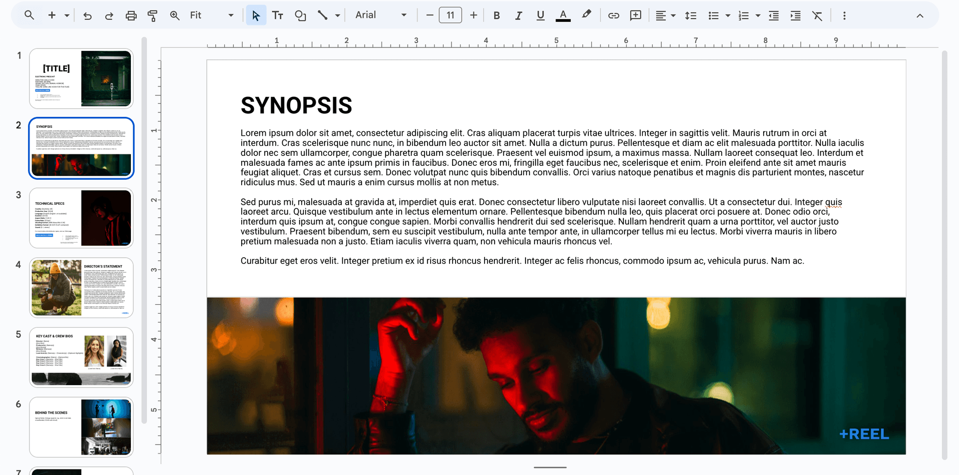 EPK Template - Synopsis Slide - +Reel